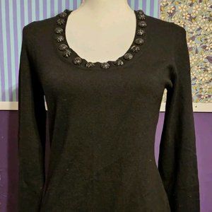 Burberry Wool/Silk Blend Black Scoop Neck Sweater Sz M